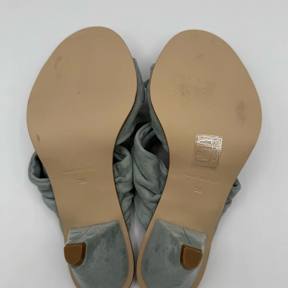 Ann Klein Collection Blue Suede Knot Mules Elegant Slip On Open Toes Sandals - Picture 10 of 12